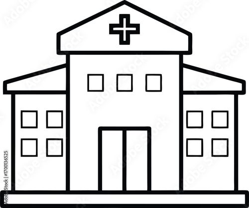 hospital building front view flat vector.