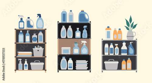 Organized household cleaning supplies storage solutions for a tidy home environment