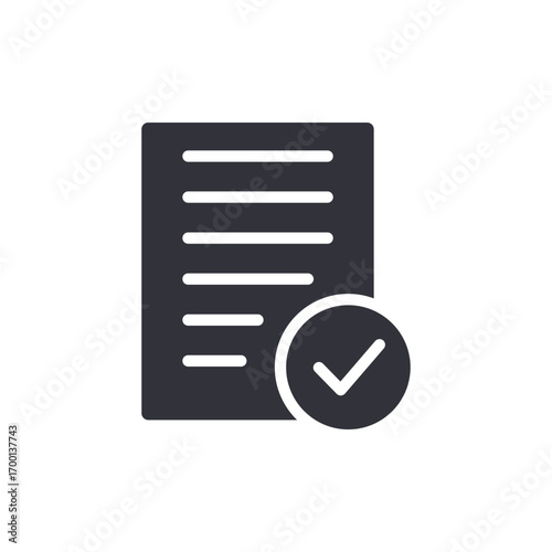 Completed Document With Approval Symbol Depicting Validation And Task Finalization Design