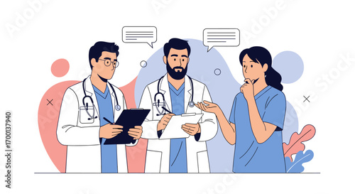Medical professionals discussing patient care and treatment options during a collaborative consultation