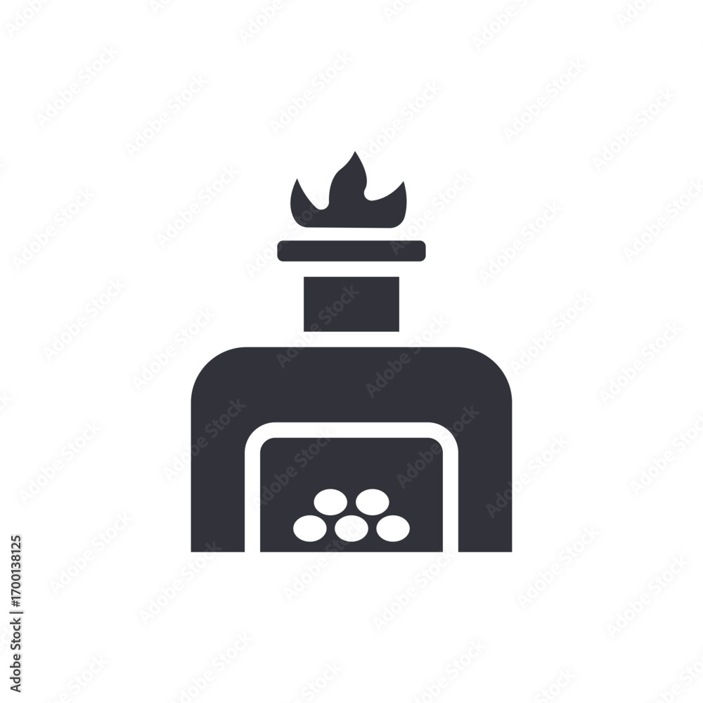 Obraz premium Stylized Furnace Illustration With Flames For Industrial Applications And Design Projects