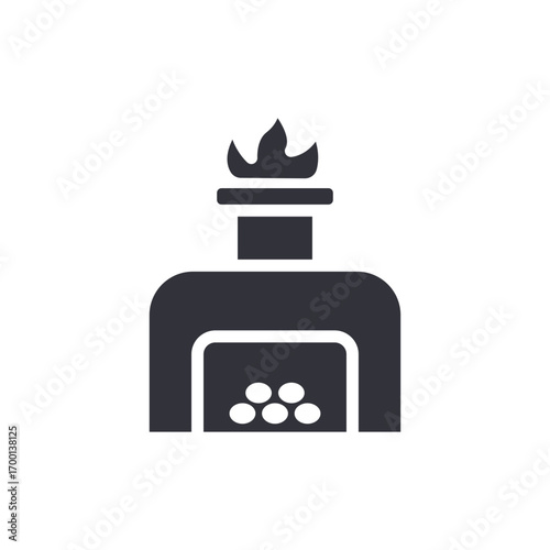Stylized Furnace Illustration With Flames For Industrial Applications And Design Projects