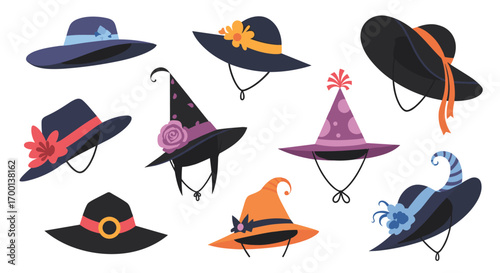 A diverse collection of fashionable headwear for various occasions and styles