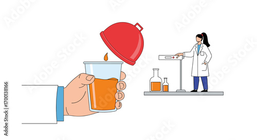 Scientists conducting liquid research and analysis in a laboratory environment investigating samples thoroughly