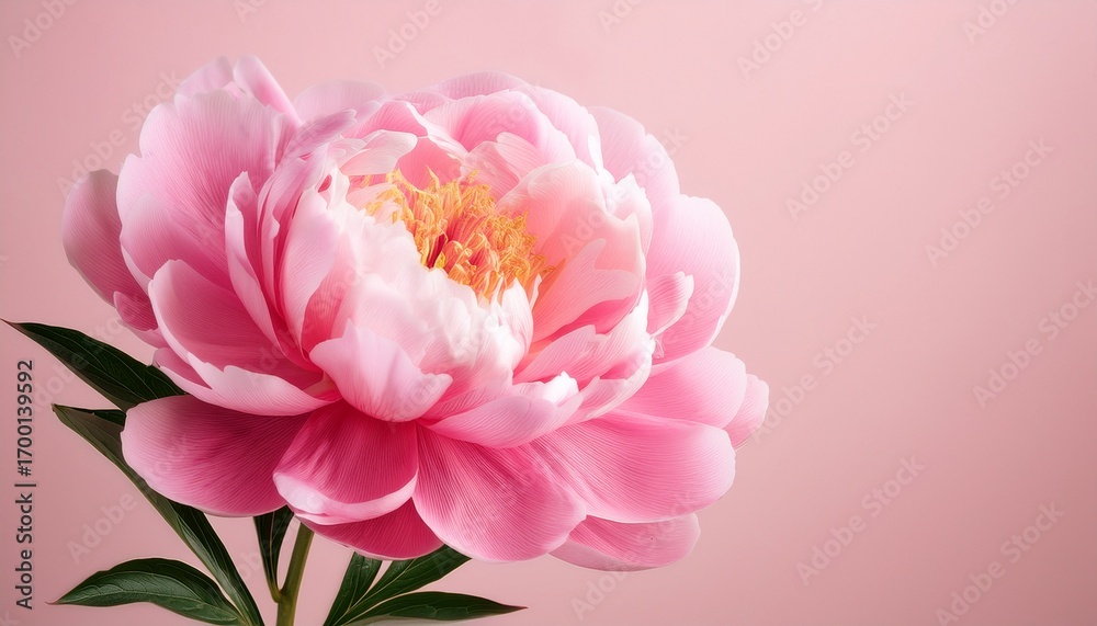 Obraz premium single pink peony blossom against a pale pink backdrop blossom floral design botanical