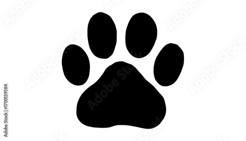 Dog paw print or pet footprint for a track icon and animal vector design. This isolated illustration features a clean canine silhouette mark, perfect for logos, clipart, or pet identification backgrou