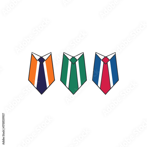 Three neckties with different color combinations on black background