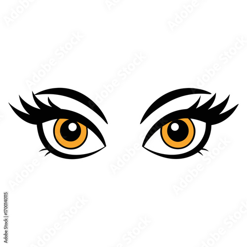 Piercing orange eyes staring out of darkness