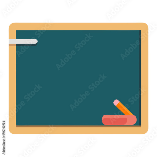 Simple flat design blackboard with eraser and chalk