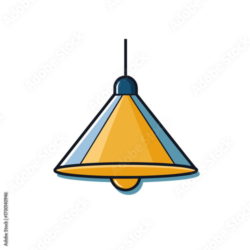Stylized pendant lamp with warm yellow light
