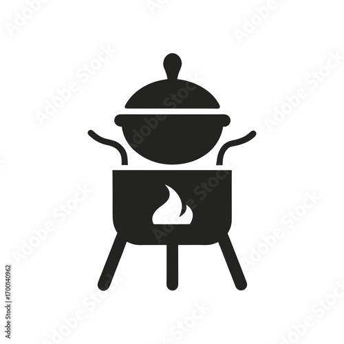 Stylized icon of a cauldron over a fire