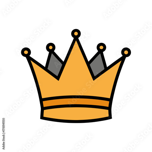 Simple golden crown icon on a black background