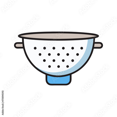 Simple illustration of a white colander with black holes