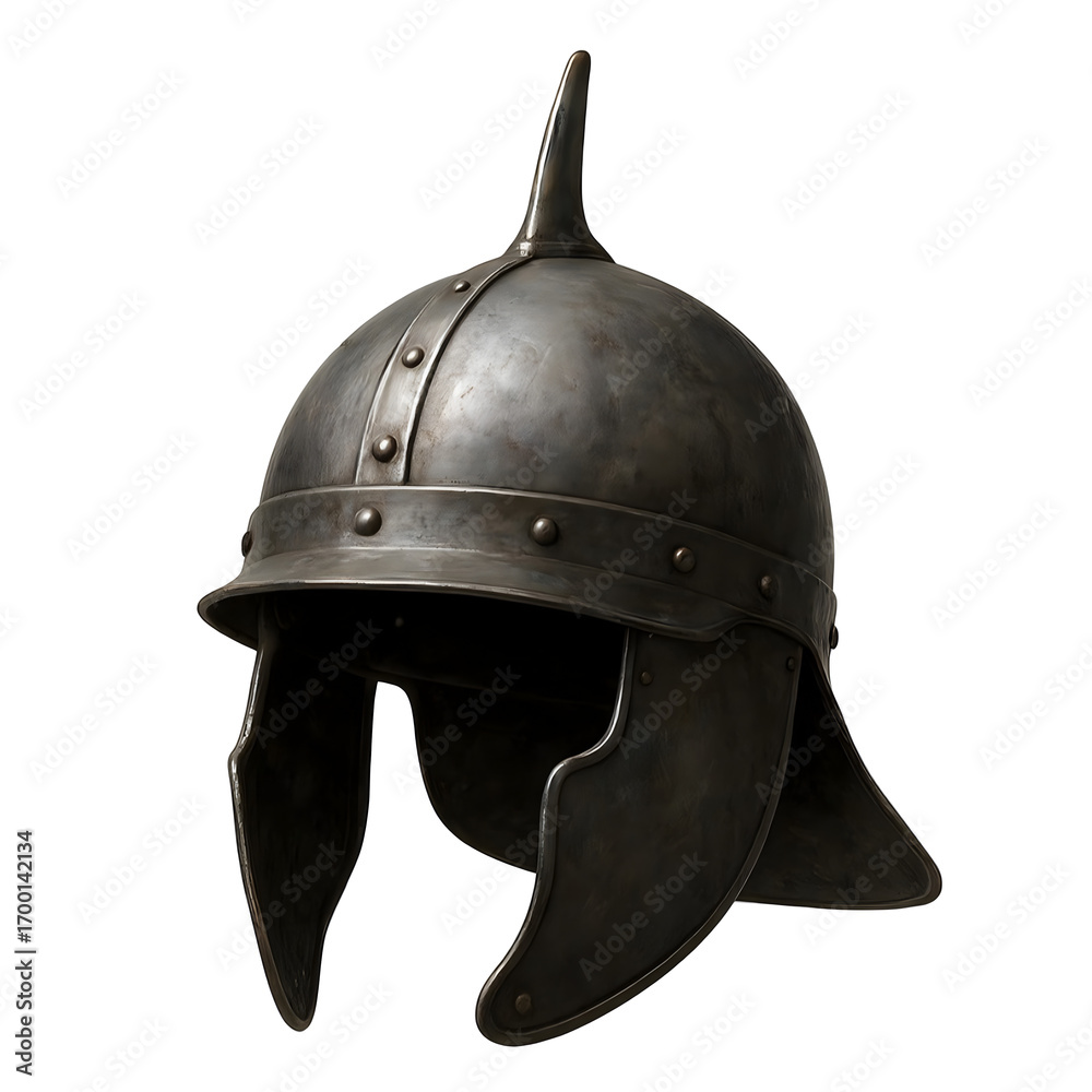 Naklejka premium Ancient Warrior Helmet Isolated on White Background