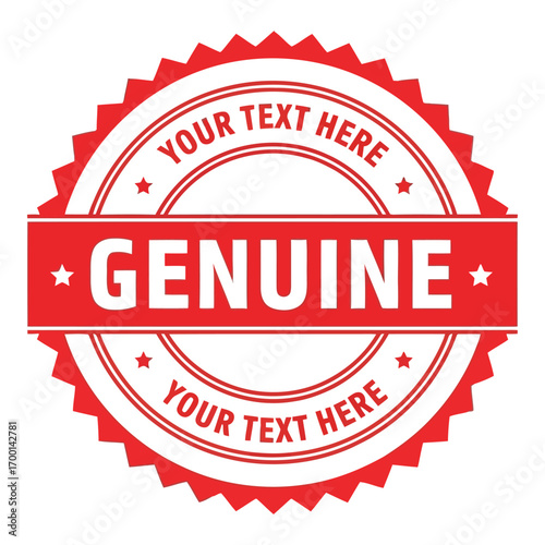 Authentic genuine seal stamp guarantee red circle certified quality emblem with customizable text vector