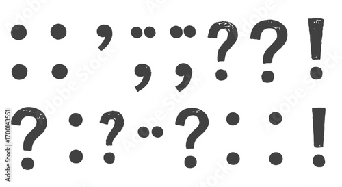 Hand-Drawn Punctuation Marks: Question, Exclamation, Colon, Comma and Period