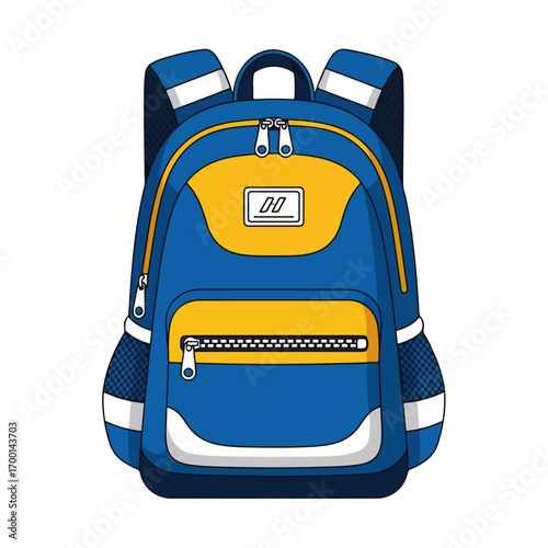 Illustration of a Blue and Yellow Backpack