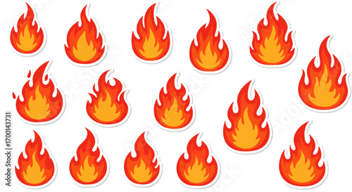 Stylized fire flames with a cartoonish aesthetic, perfect for design projects