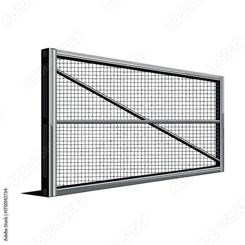 Illustration of a Metal Mesh Fence Gate