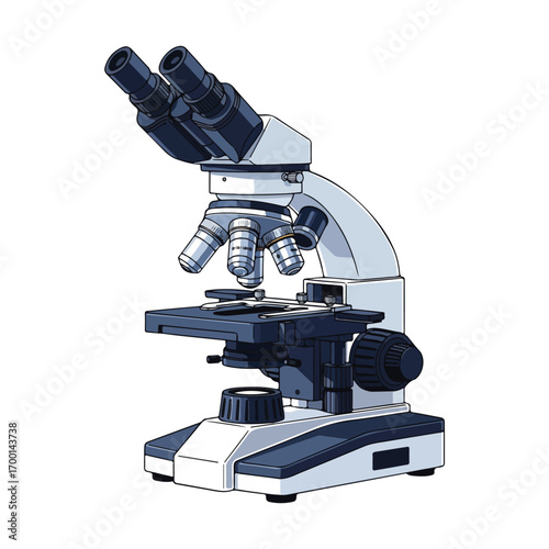 Illustration of a Microscope on White Background