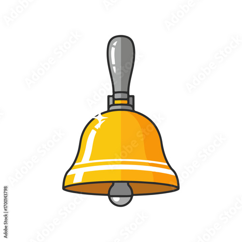 Illustration of an Isolated Shiny Gold Bell