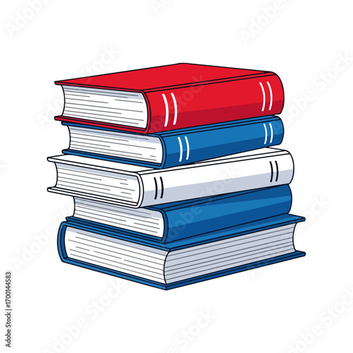 Stacked Colorful Books Vector Illustration Design