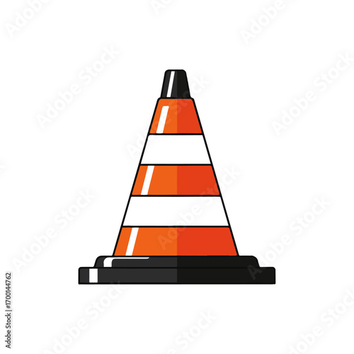 Vector Road Cone Illustration Isolated on White