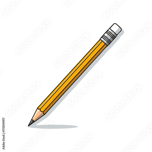 Yellow Pencil Vector Illustration on White