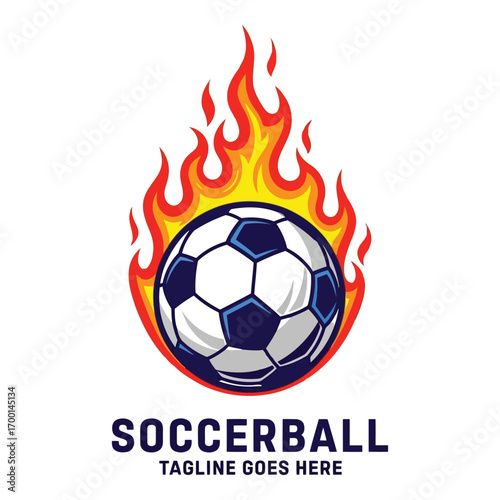 Fiery soccer ball emblem symbolizing intense competition and passionate play vector