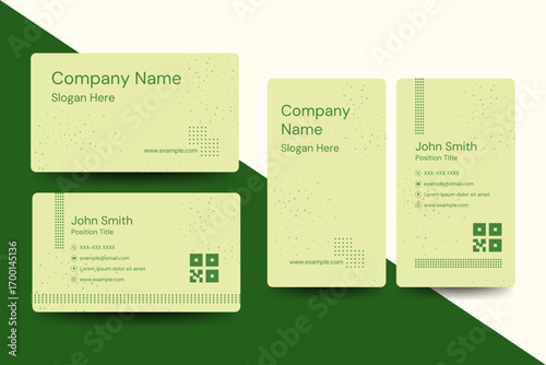 A clean green business card layout with modern minimal style. Ideal for eco brands, corporate identity, and personal professional cards.