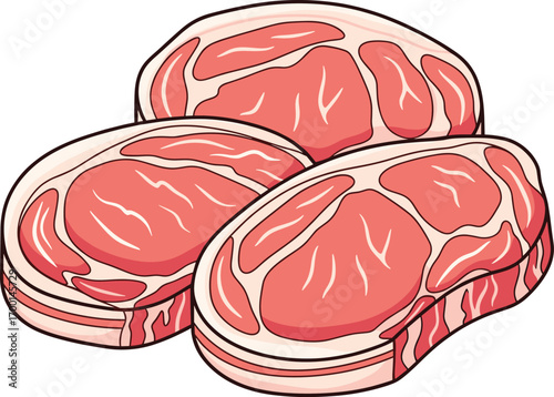 Fresh Pork Chops Vector Illustration