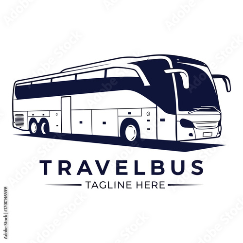 Modern travel bus vehicle design graphic icon for transportation and tourism services vector