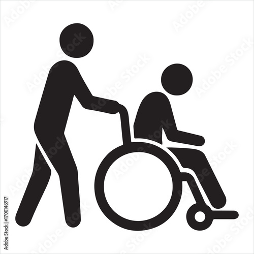 Man and woman with wheelchair disabled couple illustration icon set