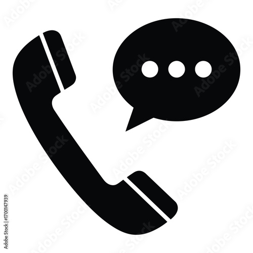 Phone handset with speech bubble icon symbolizing communication and messaging services vector