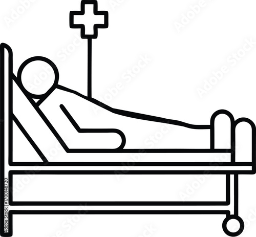 patient lying in hospital bed icon.