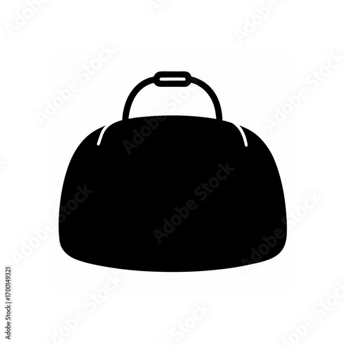 Simple silhouette of a duffel style bag on transparent background