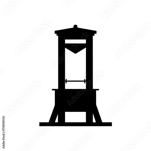 Silhouette of a black guillotine machine on transparent background