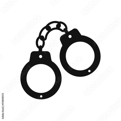Illustration of a pair of black handcuffs on transparent background