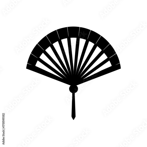Illustration of a decorative folding fan on transparent background