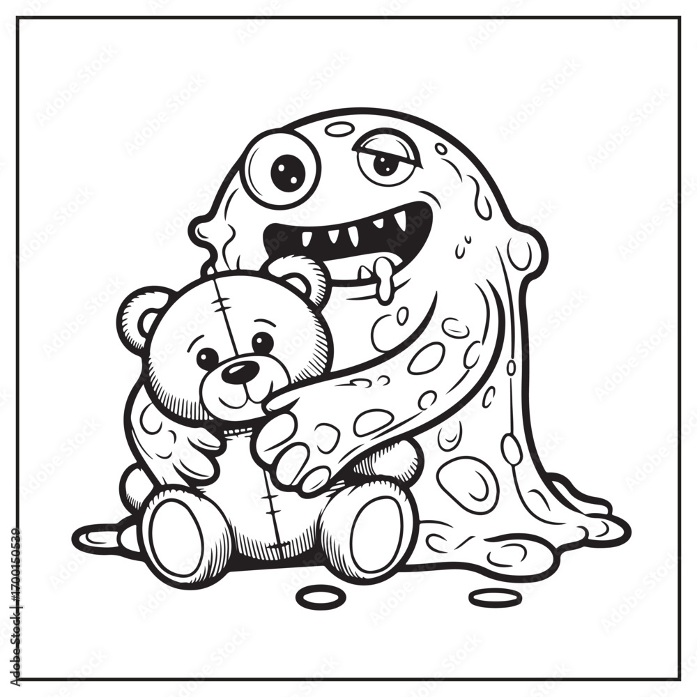Fototapeta premium Adorable Creepy Monsters Coloring Pages