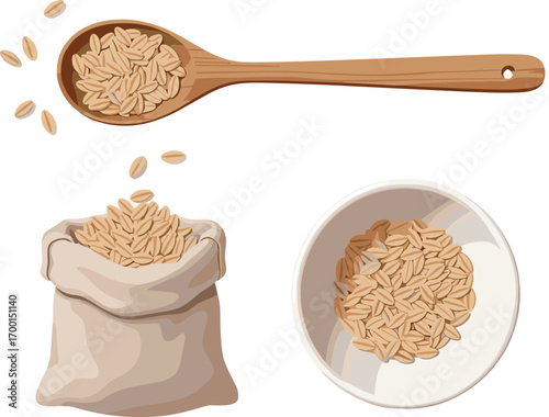 Minimalist Barley Grain Composition with Kitchen Props