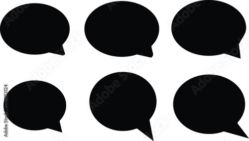 Speech Bubble silhouette Vector Set, Speech bubble,Text, Outline, Black, Minimal, Icon, Symbol, different color style icon, speech bubbles for communication,
