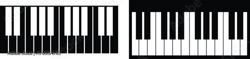 Black silhouette of upright piano icon set, isolated on transparent background. Graphic illustration. concept of musical instrument, classical music, piano recital, icon, logo, design element.
