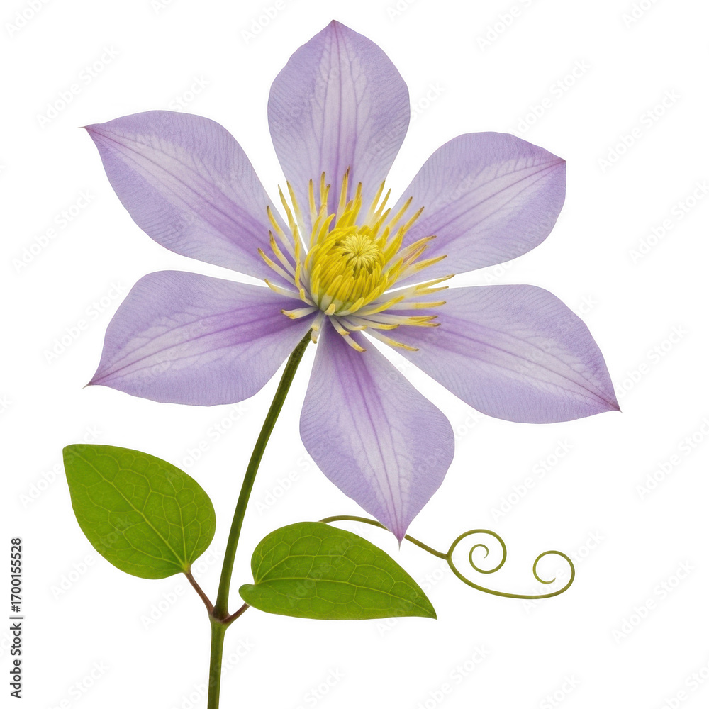 Fototapeta premium Delicate light purple clematis flower isolated on transparent background