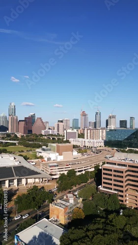 Wallpaper Mural Austin Texas Downtown City Skyline Drone on Sunny Blue Sky Day Torontodigital.ca