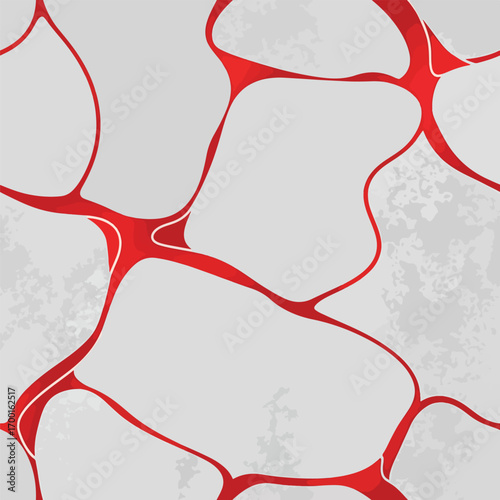 Abstract vector background with organic shapes and red veins pattern design, seamless pattern, royalty stock.