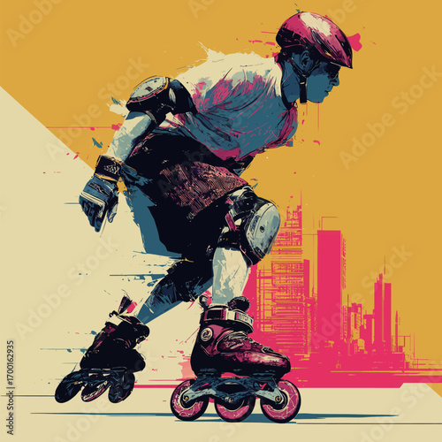 A roller skater is skillfully gliding on wheels, showcasing impressive moves.