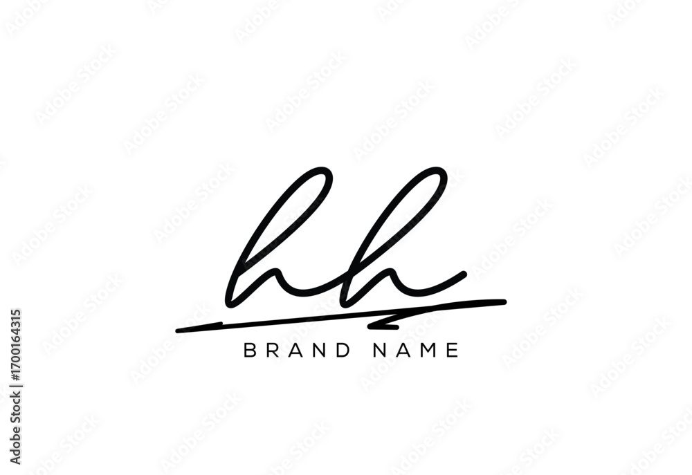 Fototapeta premium HH letter elegant cursive beauty handwriting logo.