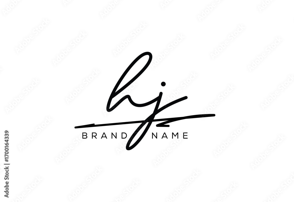 Fototapeta premium HJ letter elegant cursive beauty handwriting logo.