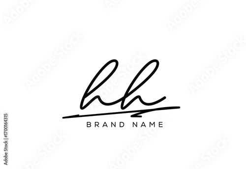 HH letter elegant cursive beauty handwriting logo.